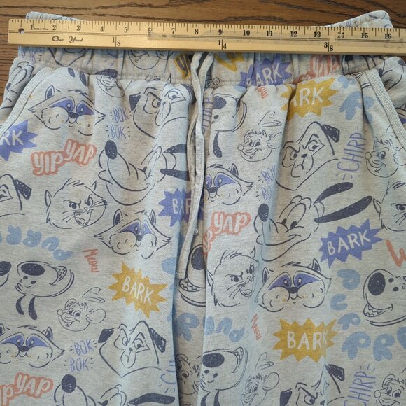 Disney Critter Lounge elastic waist sweat pants wide leg Grey Multi-Color Size L - Picture 11 of 15